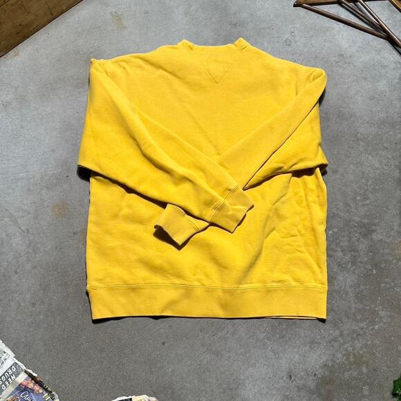 Vintage 90s Tommy Hilfiger Embroidered Crewneck Mens Medium Yellow Sweatshirt - Picture 2 of 5